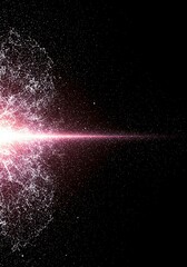 Dynamic visualization of quantum mechanics, featuring interconnected energy waves dissolving into a field of light dots and abstract particles, connection, quantum, physics