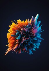 Fragmented geometric shapes rendered in vibrant colors, illustrating a complex breakdown of order and systematic chaos, texture, malfunction, modern