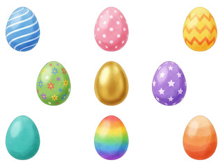 Watercolor Easter Eggs Collection: Decorative Spring Holiday Elements