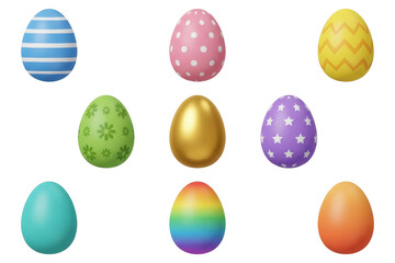 Vibrant Easter Eggs Collection: Colorful 3D Rendered Decoration on White