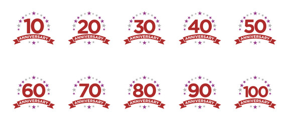 Collection of anniversary logo design. Celebration day special vector symbol concept