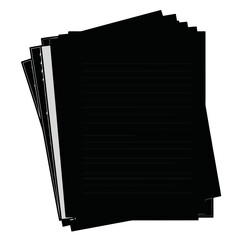 Pila de cuadernos b&aacute;sicos con cubierta negra y hojas rayadas, aislados sobre fondo blanco.