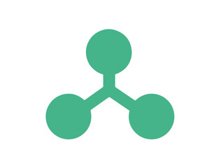 Icono de conexi&oacute;n o red molecular simple en color verde azulado con fondo transparente para dise&ntilde;o digital.