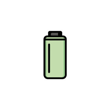 Icono de bater&iacute;a recargable de estilo plano con borde negro y relleno verde claro sobre fondo transparente.