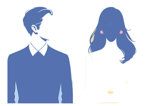 Illustrazione vettoriale astratta di un uomo e una donna stilizzati con sfondo trasparente, concetto di coppia.