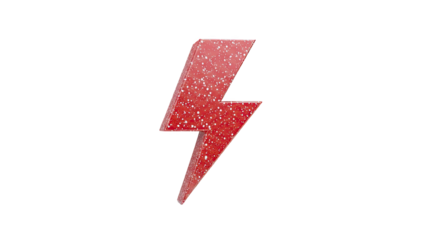 Red Lightning Bolt Symbol with White Speckles