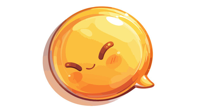 Simpatico fumetto emoji bolla di dialogo arancione lucida con espressione felice su sfondo trasparente.