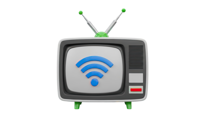 Retro Television with Wi-Fi Symbol and Antennae