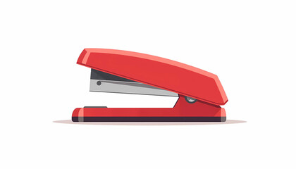 Red stapler on white background for office supply