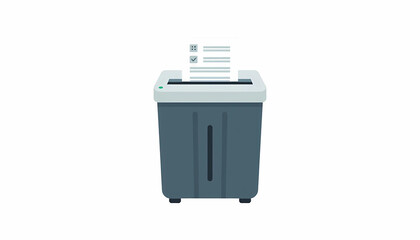 Modern paper shredder with documents to be shredded