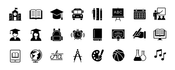 Plakat School icon set. Education and school subject symbol. Vector illustration.