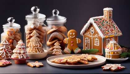christmas cookies on a wooden table