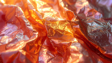 Texture background foil surface reflection light glow industry material design visualization digital media asset pattern luxury wealth 2026 trend copper gold crumple layer macro detail.