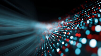 Abstract blue and white technology background with digital data connections, futuristic network design, glowing dots, and high-tech computing system concept