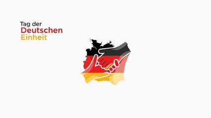 German Unity Day with handshake over map