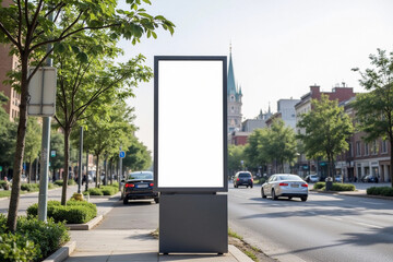Vertical Billboard Mockup For City Advertisement. 3d rendering.