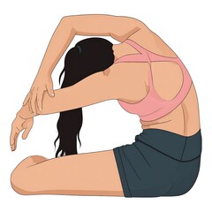 Woman in Yoga Pose - A Deep Backbend Illustration.