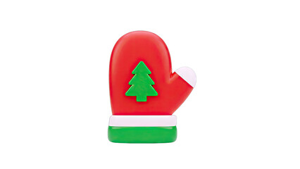 Red Mitten with Green Christmas Tree Icon