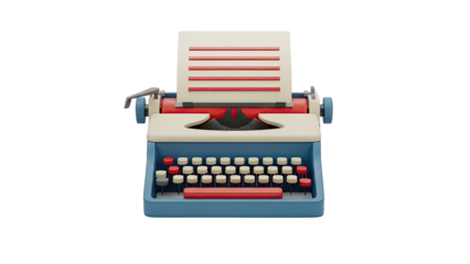 Retro Blue and Cream Typewriter with Red Accents