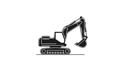 Fototapeta premium Black and White Excavator Machine Illustration 2.