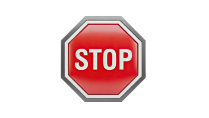 Red Octagonal STOP Sign with White Text
