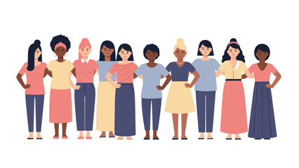 Obraz premium Diverse group of women standing together in unity and strength.
