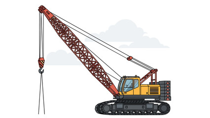 Yellow Crane Machine with Red Boom. © fandy