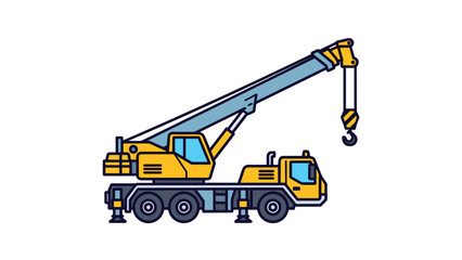 Yellow Mobile Crane Truck with Hook. © fandy