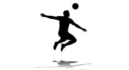 Athlete jumping to head a soccer ball