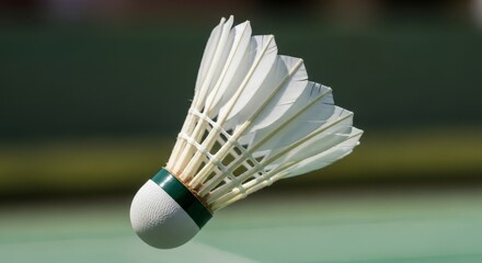 A badminton shuttlecock in flight