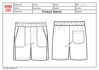Shorts pant vector illustration template front and back	