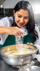 Woman Baking with Focus and Precision in the Kitchen.