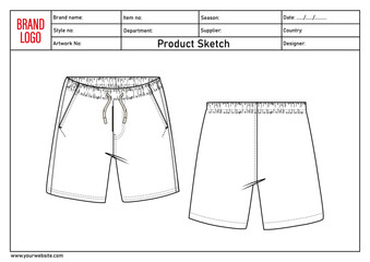 Shorts pant vector illustration template front and back	