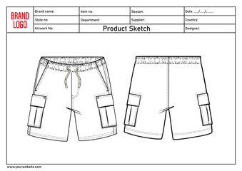 Shorts pant vector illustration template front and back	