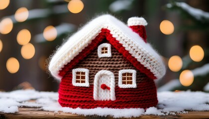 christmas gingerbread house on the wooden floor