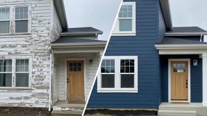 Before and After House Renovation Showcasing Exterior Transformation