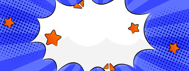 Comic background suitable for social media posts, presentations, and web design with speech bubbles and star accents for a fun touch © SyahCreation