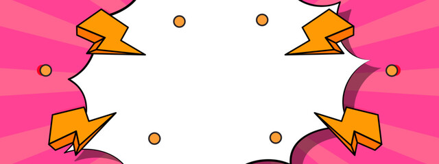 Pink comic background with lightning bolt motif suitable for superhero themed graphic designs, children book illustrations, party invitations, and comic book covers © SyahCreation