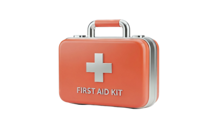 Orange First Aid Kit with Silver Cross and Handle