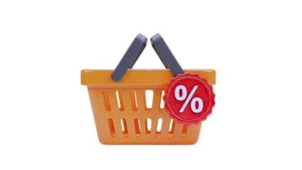 Orange Shopping Basket with Percentage Discount Badge