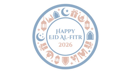 Happy Eid Al Fitr 2020 Circular Design with Islamic Symbols.