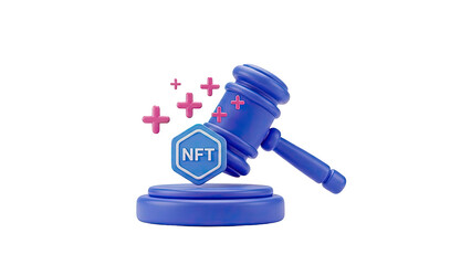 NFT Auction Gavel with Plus Signs