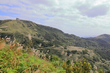 Mountain views of Jinguashi and Jiufen area a popular tourist destination in Taipei Taiwan