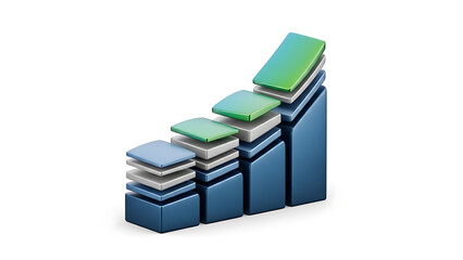 3d business growth graph with a success arrow and financial data chart isolated on a white background as a vector illustration symbol for paper files and education