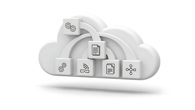 3D illustration of a secure cloud computing concept featuring a padlock icon and key symbol to represent data protection and privacy technology for safe internet access - Powered by Adobe