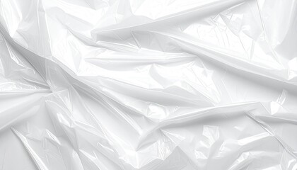 Close-up of crumpled white plastic, creating a textured surface