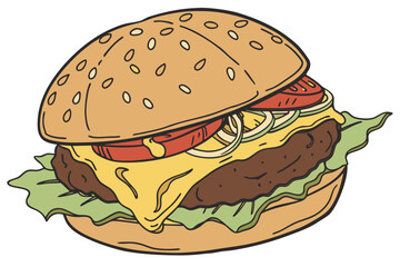 Classic Burger Food Icon Representing Fast Food, Snacks, and Casual Dining