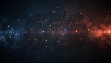 Vibrant cosmic brain with dynamic neural connections glowing brightly