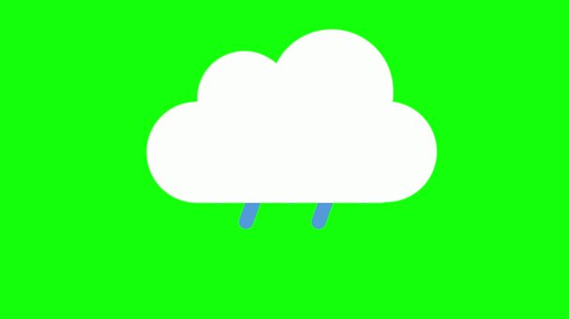 White Cloud and Blue Rain on Green Screen Background for Chroma Key