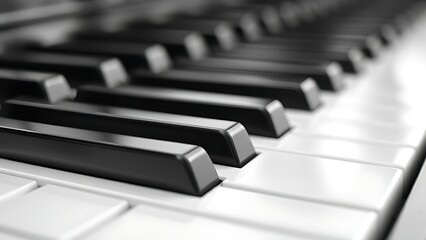 octet. Close-up of piano keys in black and white pattern, elegant musical instrument detail. lifestyle magazines, social media lookbooks, designed for influencer and brand collaborations.